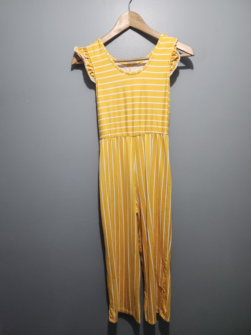Zunie Yellow and White Striped Girls' One-Piece Romper